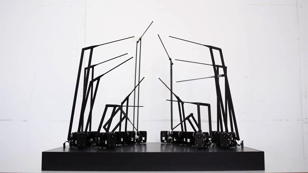 A Kinetic Sculpture Mimics a Walking Person