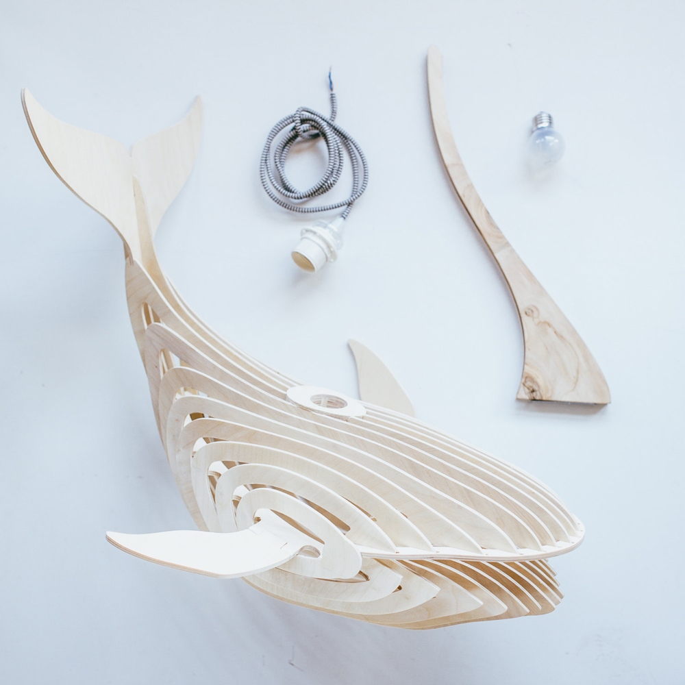 Elegant Wooden Whale Lamp