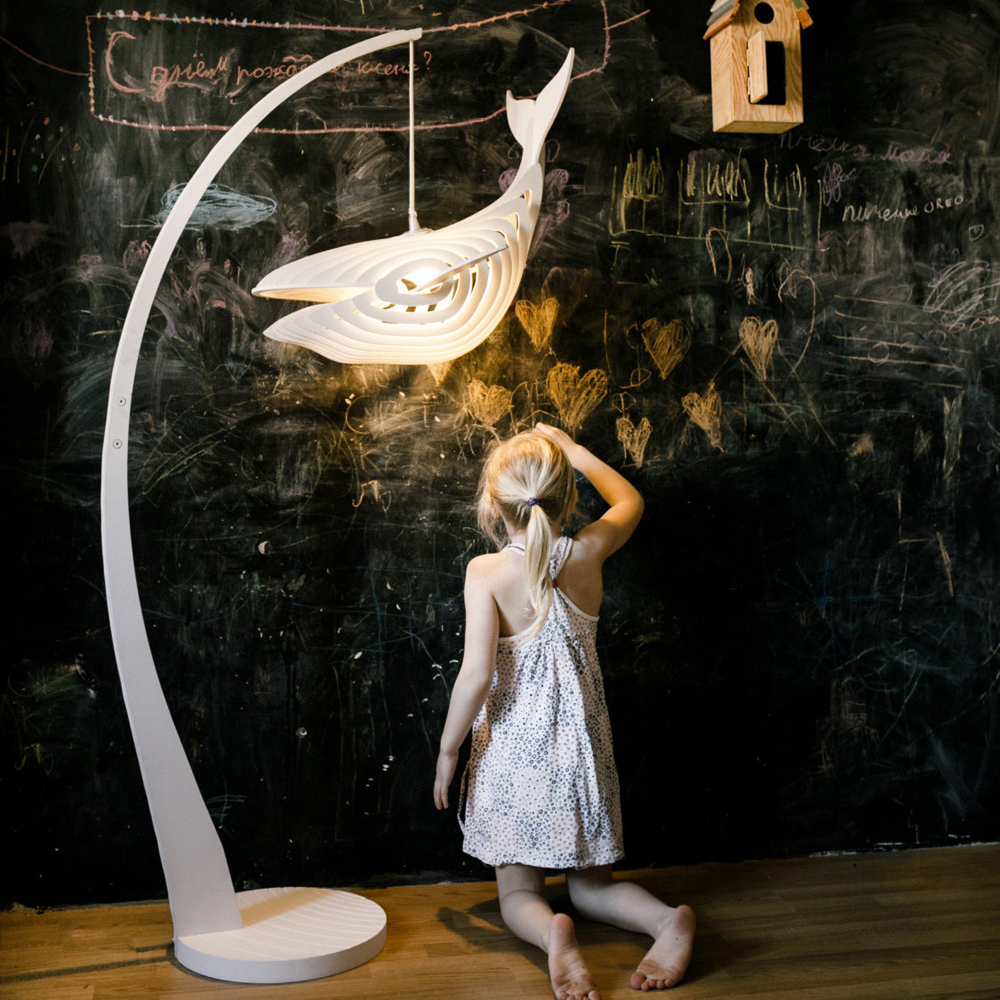 Elegant Wooden Whale Lamp