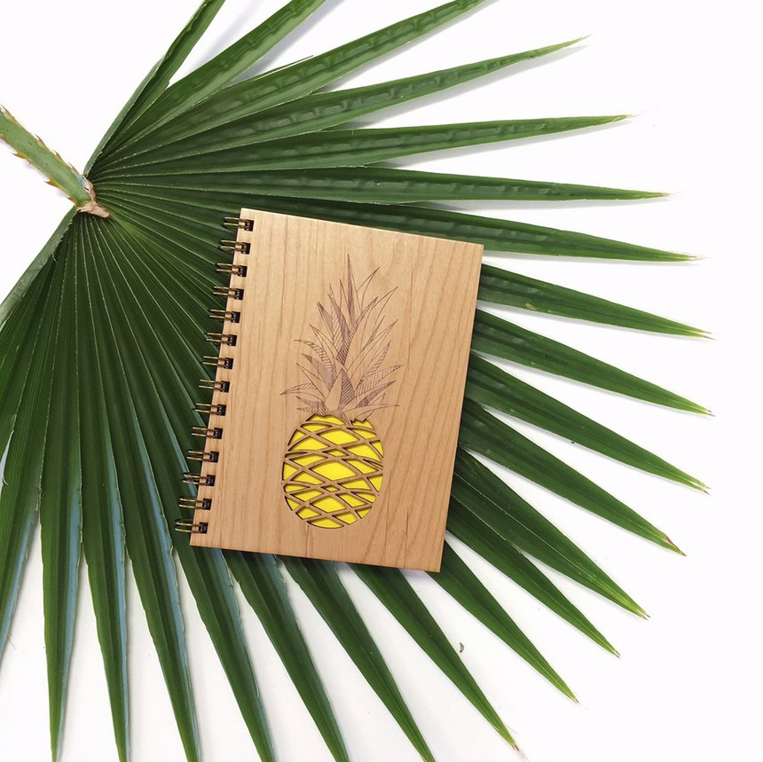 Pineapple' Wood Cover Journal