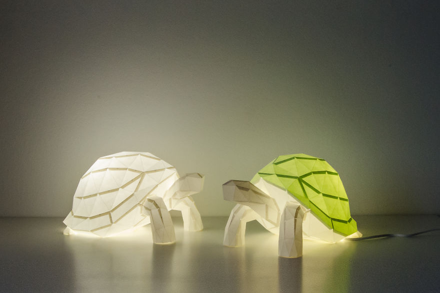 Origami-Inspired Animal Lamps