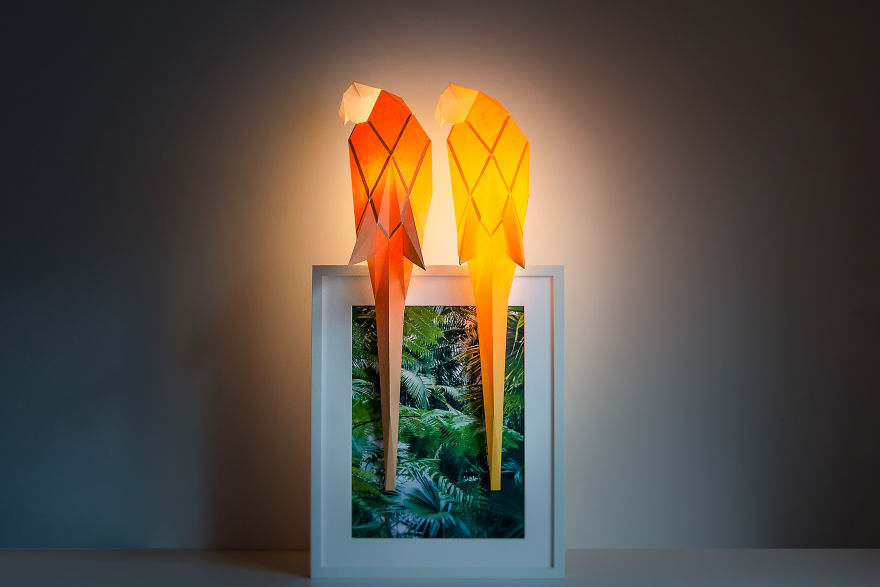 Origami-Inspired Animal Lamps
