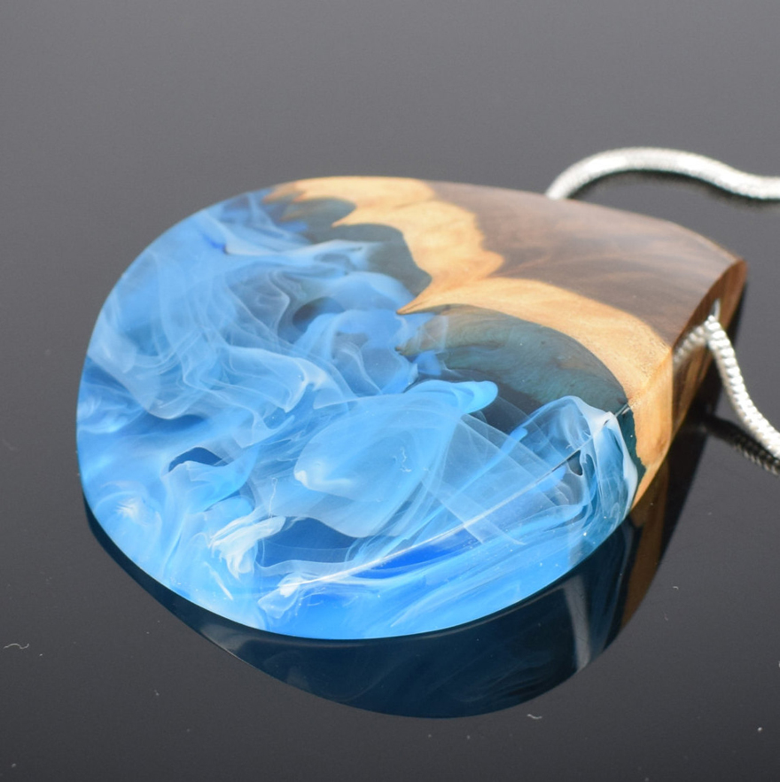 wood and resin pendants