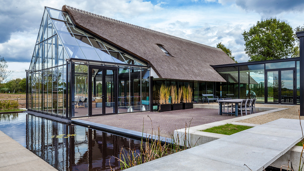 modern villa with glass roof