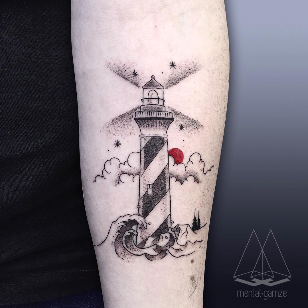 lighthouse minimalist tattoo