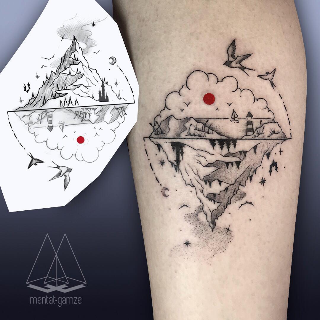 minimalist mountain tattoo