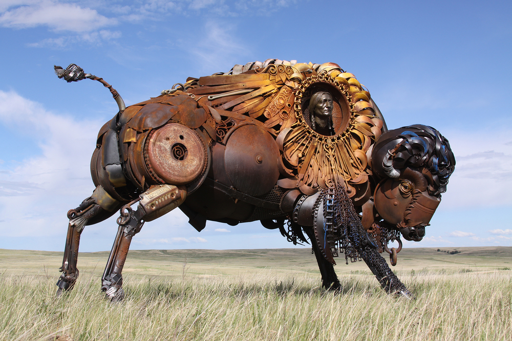 Wild West Buffalo metal sculpture