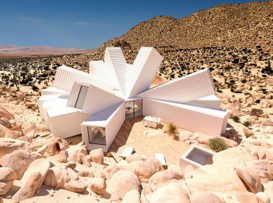 Joshua Tree Container House Made of White Cargo Containers