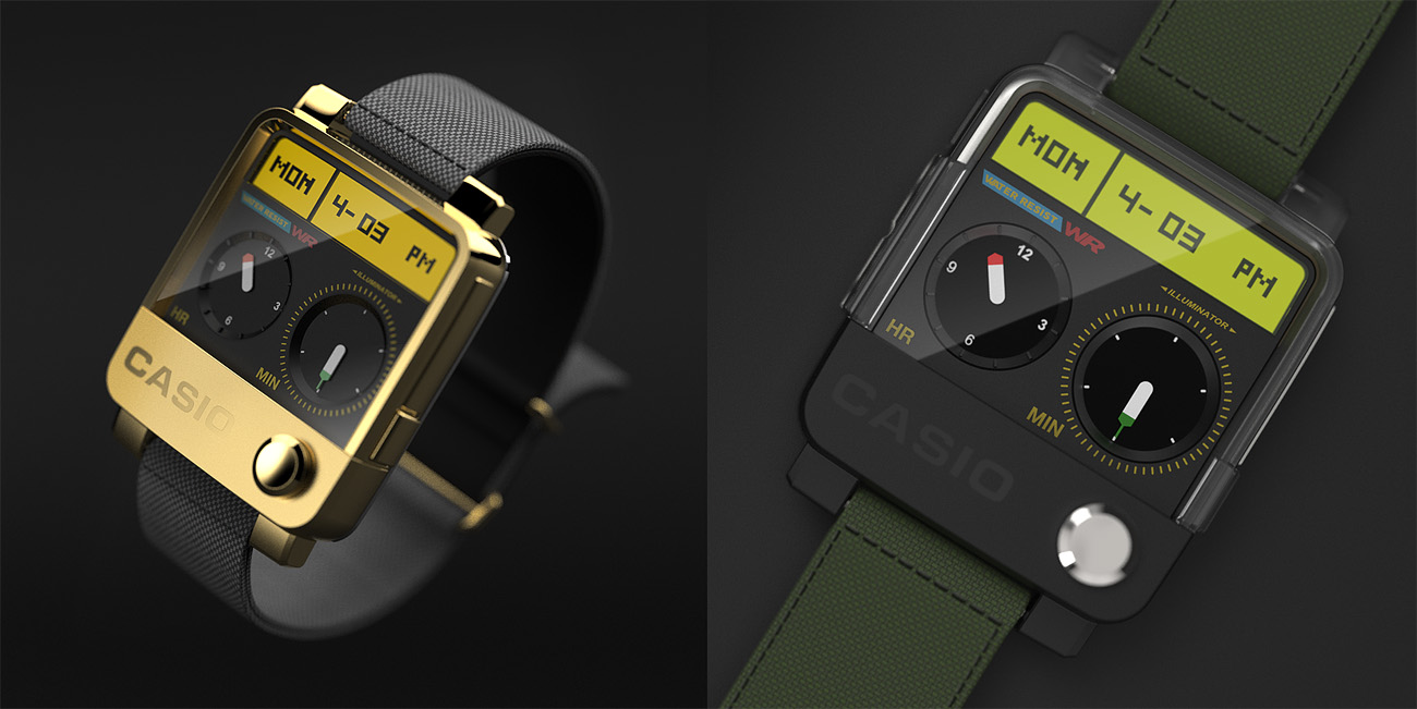 casio smart watches gold and black