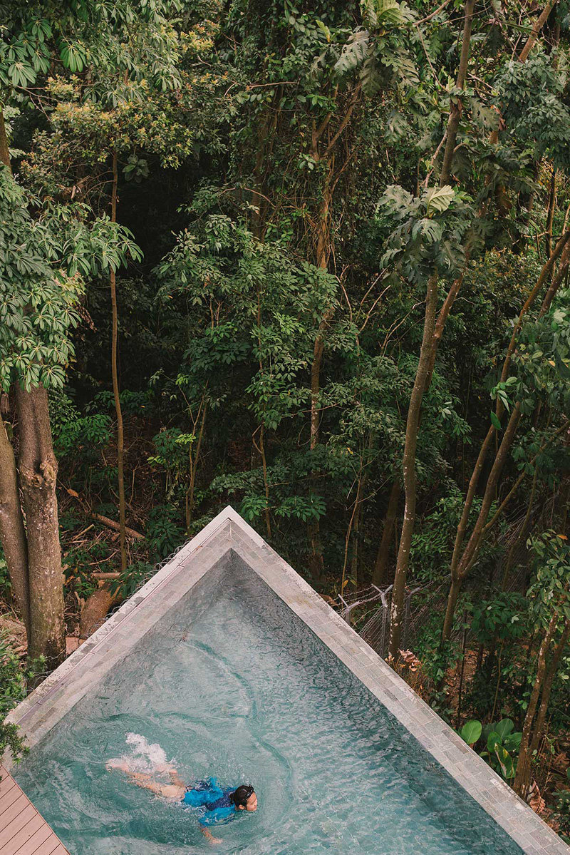 concrete house with pool