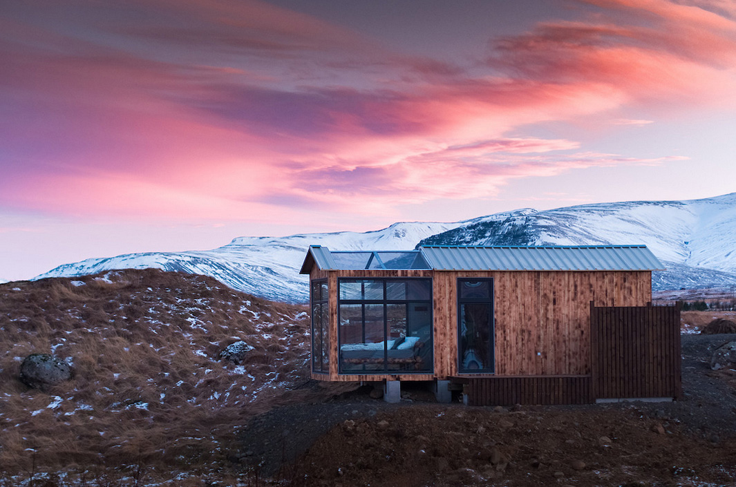 lonely glass cabin iceland