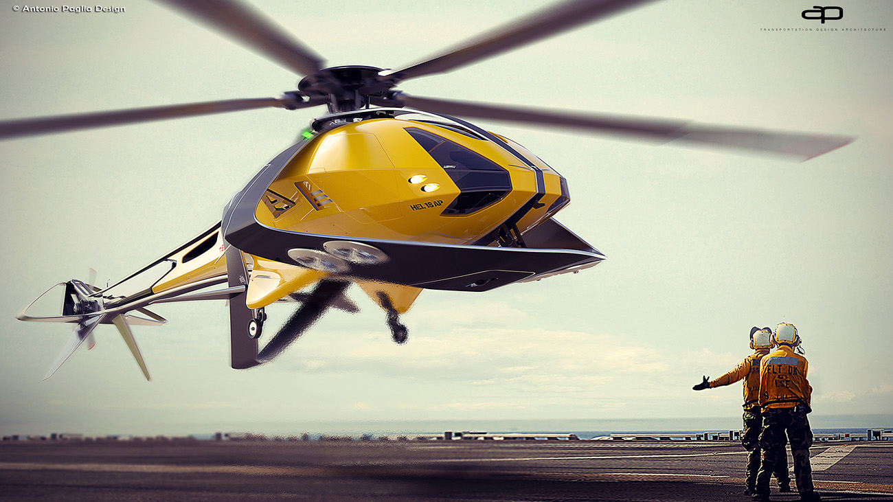 yellow modern helicopter