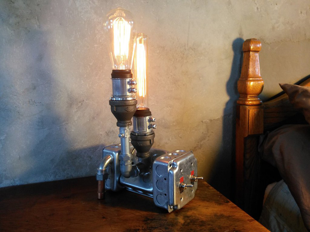 Double Industrial Steampunk Desk Lamp