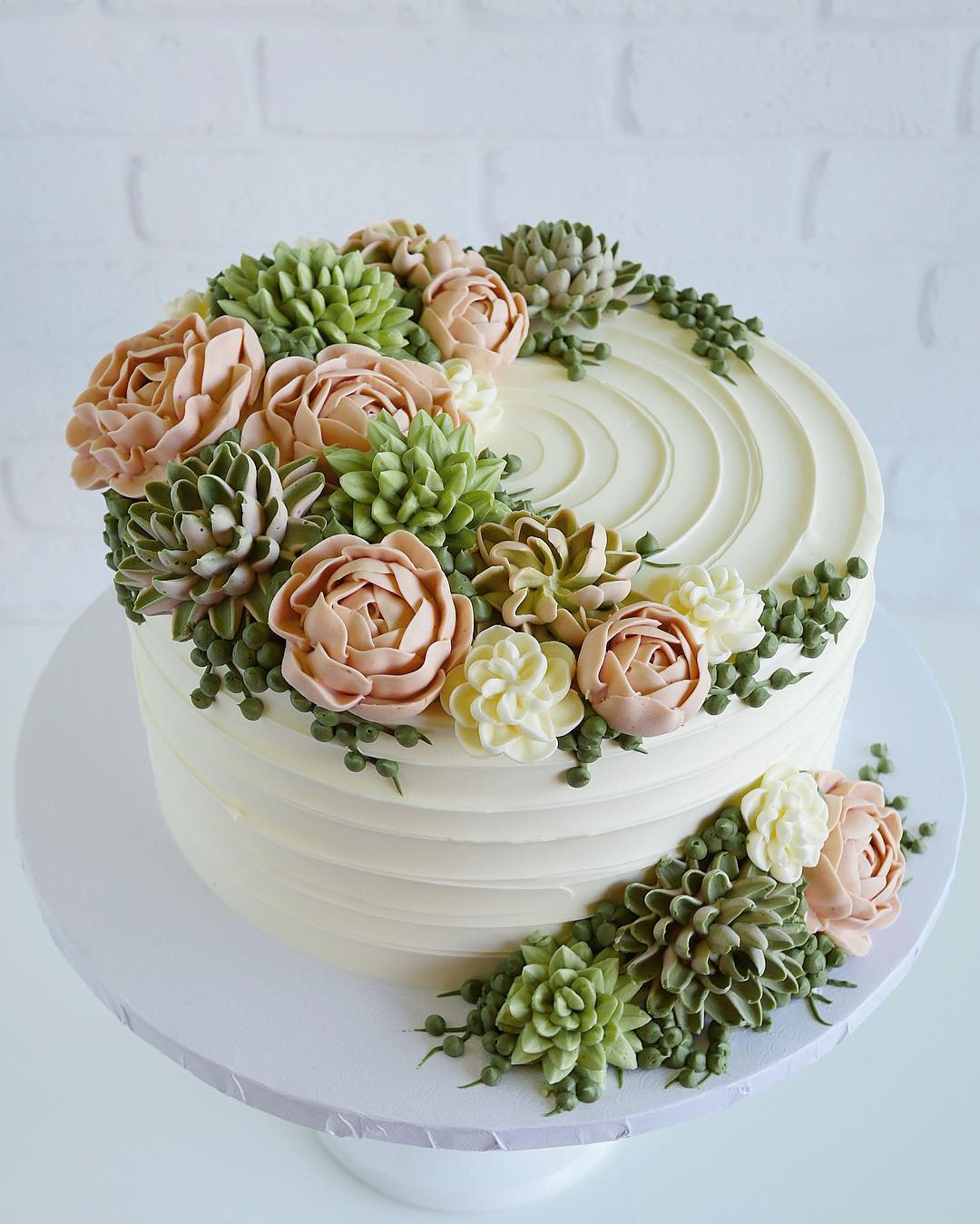 succulents on wedding cakes