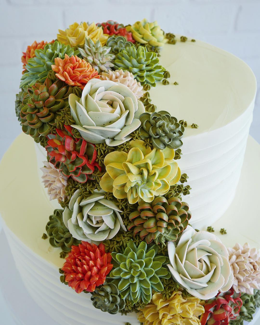 wedding cake with succulents