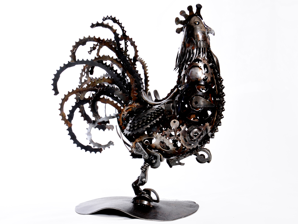 cock metal sculpture