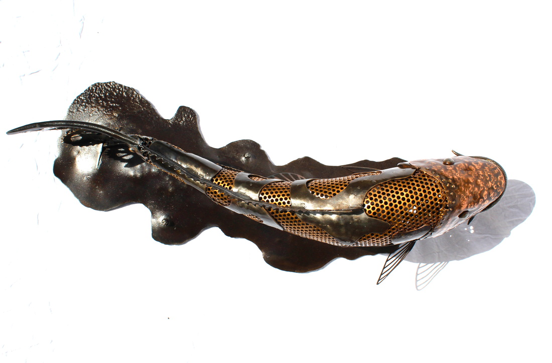 japanese carp metal sculpture