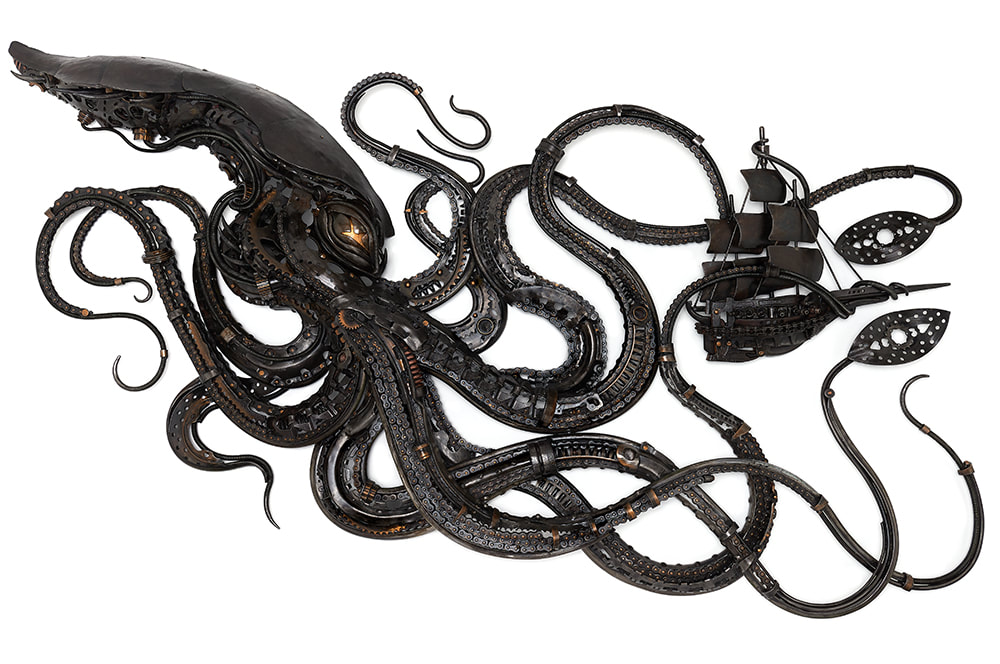 kraken metal sculpture