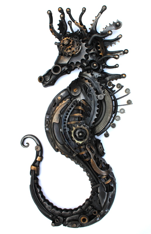 sea horse metal sculpture