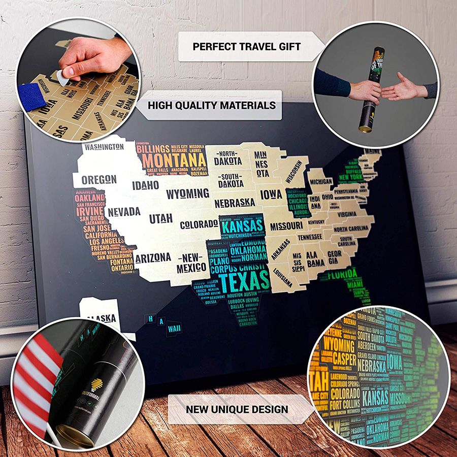 Designer Scratch Off Map of USA