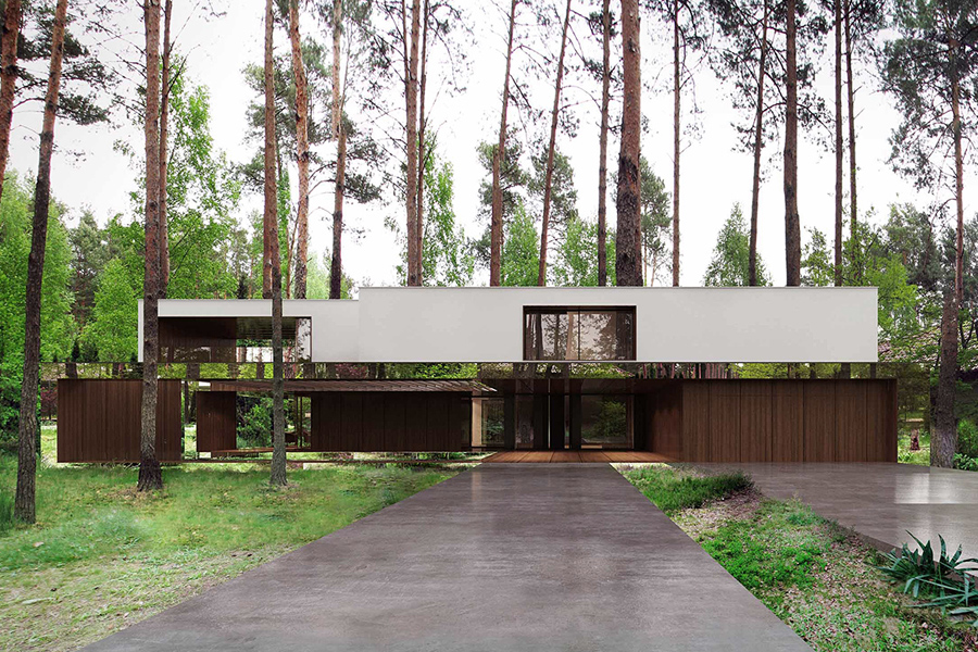 modern house in forest