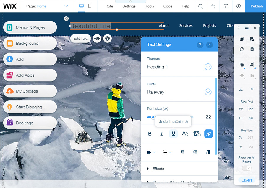 drag and drop editor wix