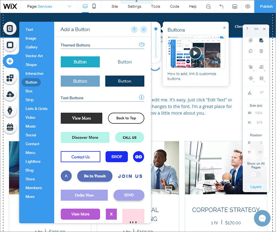 add button wix