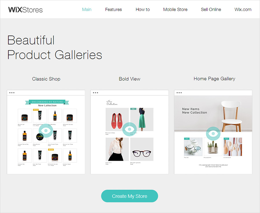 product galleries wix