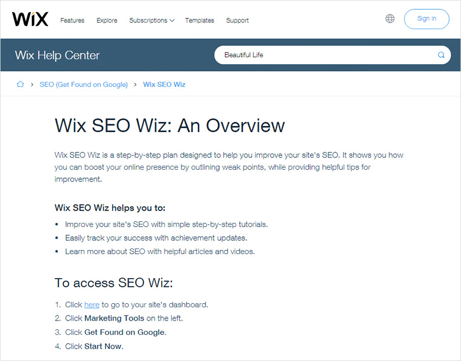 wix seo wizard