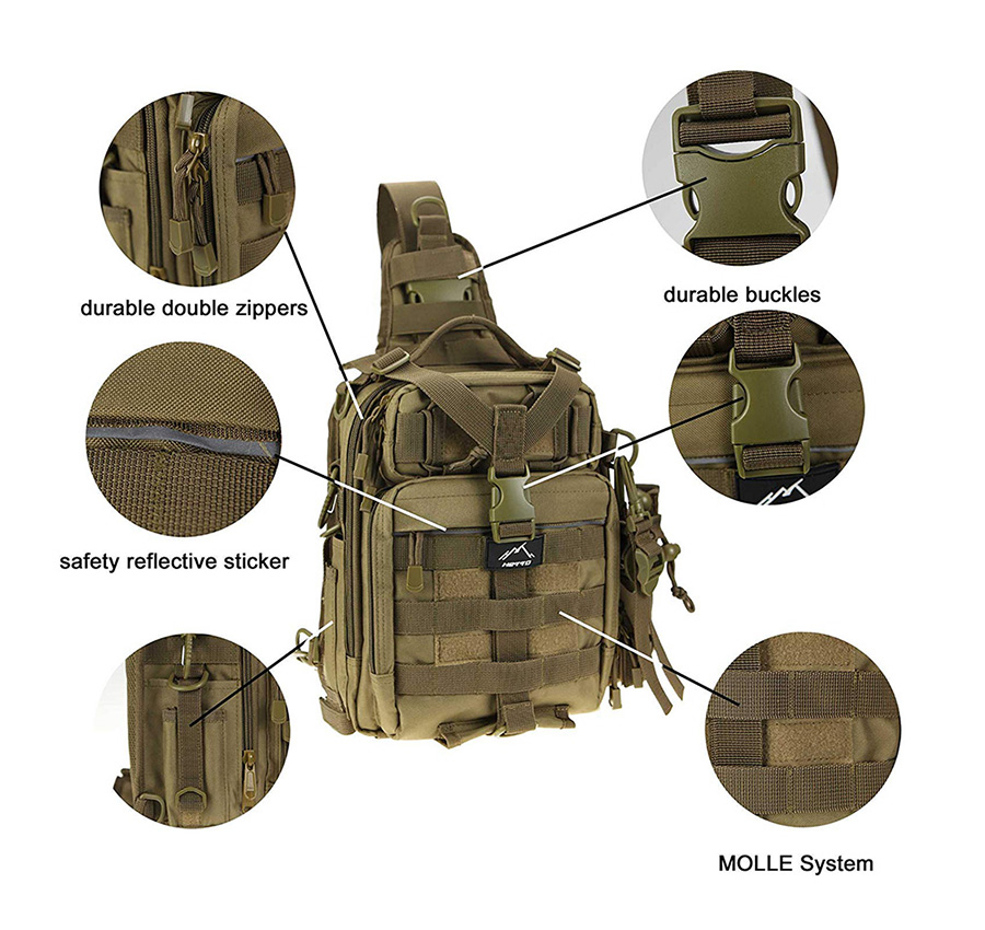 Hetto Tactical Sling Chest Pack MOLLE-Polyester Waterproof One Strap Crossbody Backpack-Military Shoulder