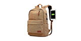 Canvas Laptop Backpack, Waterproof School Backpack With USB Charging Port