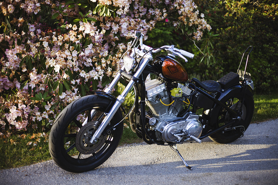 harley-davidson custom bike in retro style