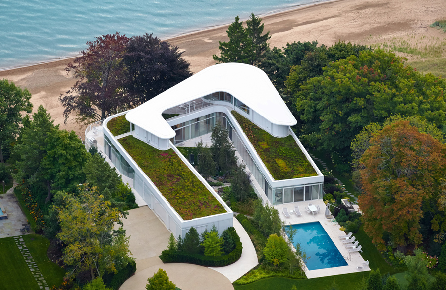 White Modern Lakeside House by Dirk Denison Architects