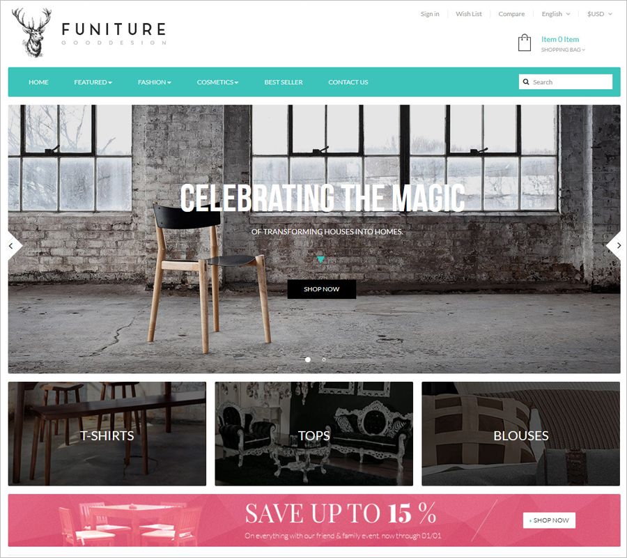 Furniture - Free Prestashop Responsive Template for Furniture Store