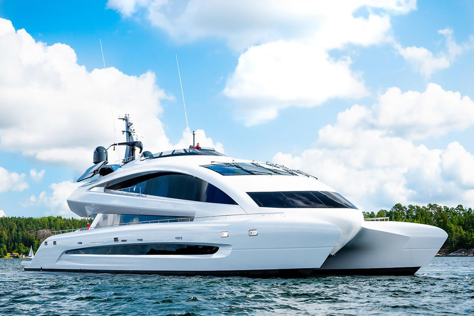 135-Foot Royal Falcon One Catamaran in Collaboration with Porsche Design Studio