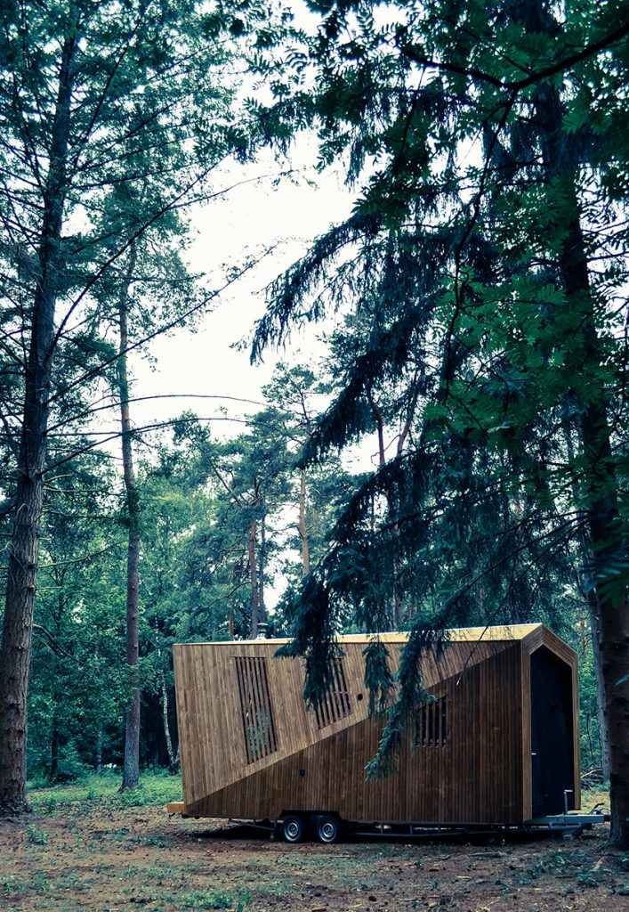wooden tiny house on wheels