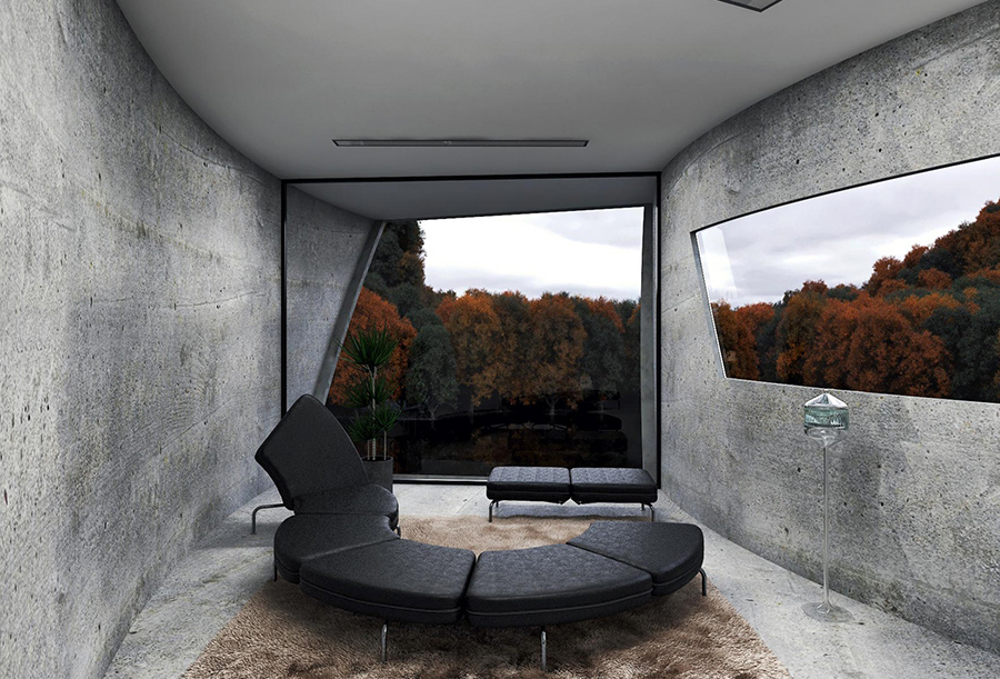 futuristic concrete house