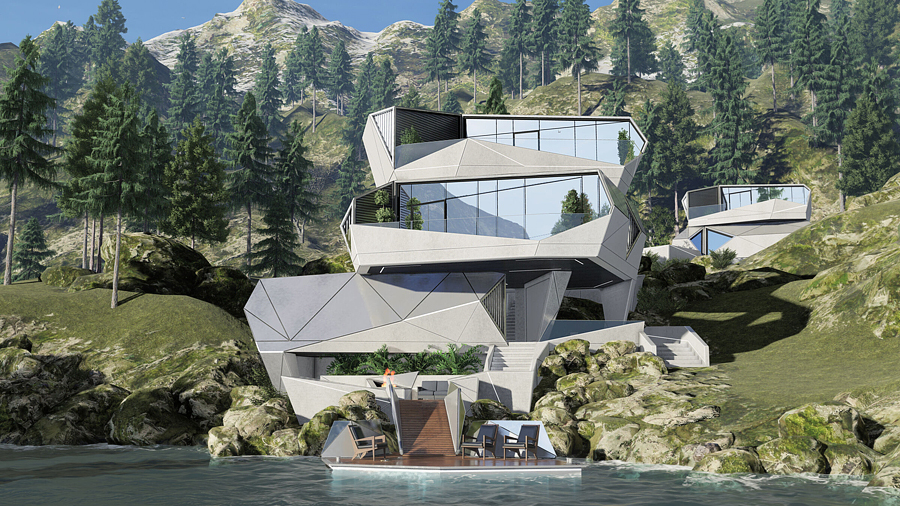 villa on slope