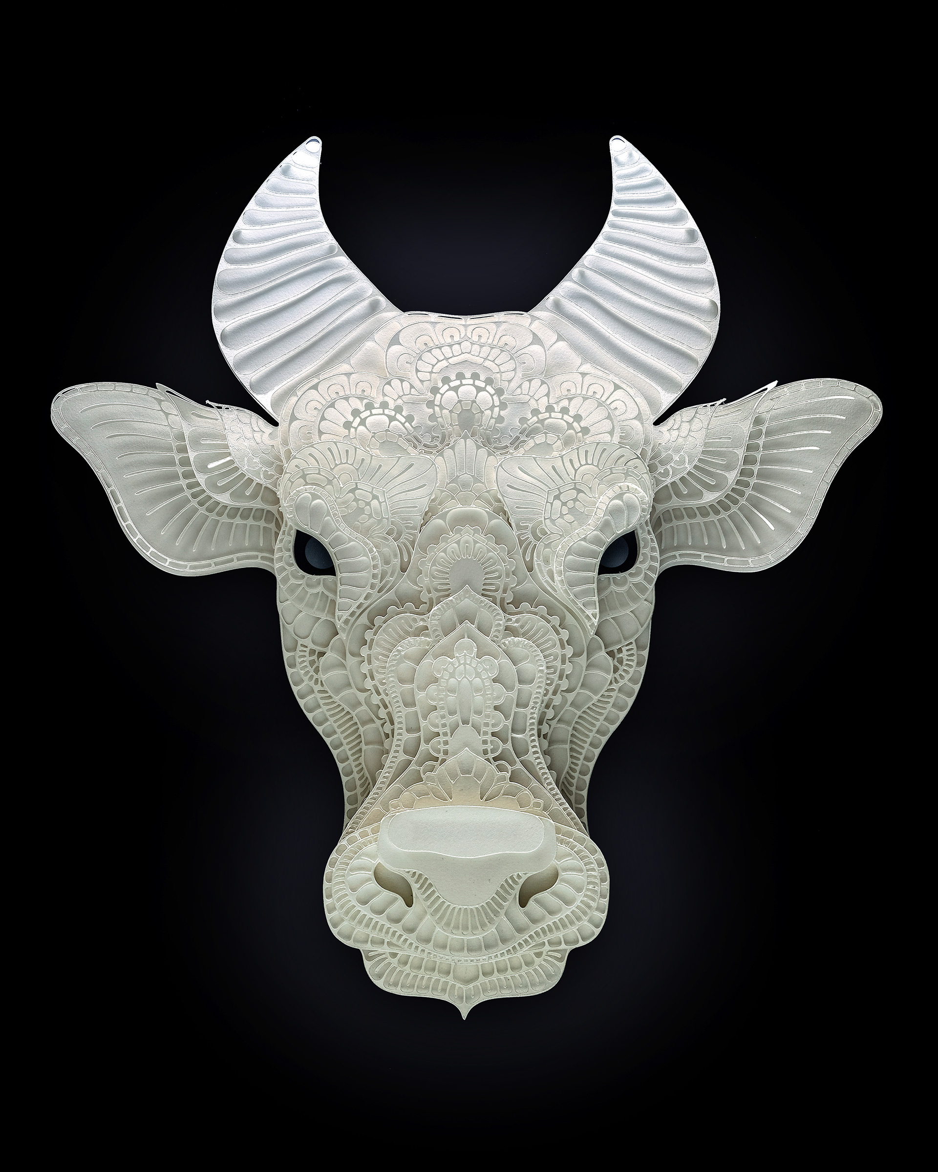 bull relief paper sculpture