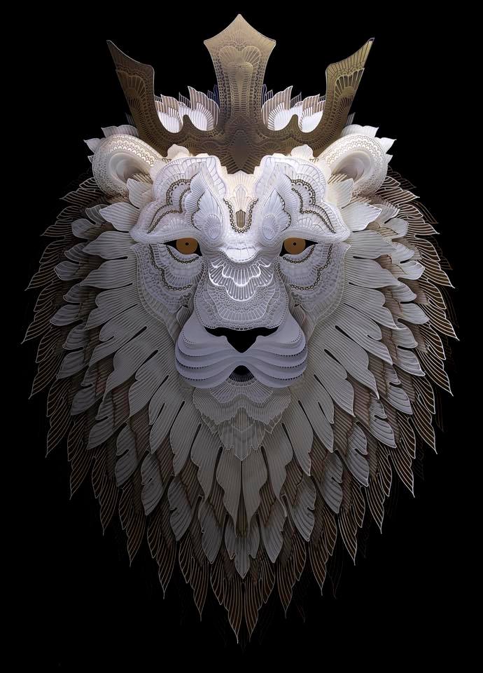 lion relief paper sculpture