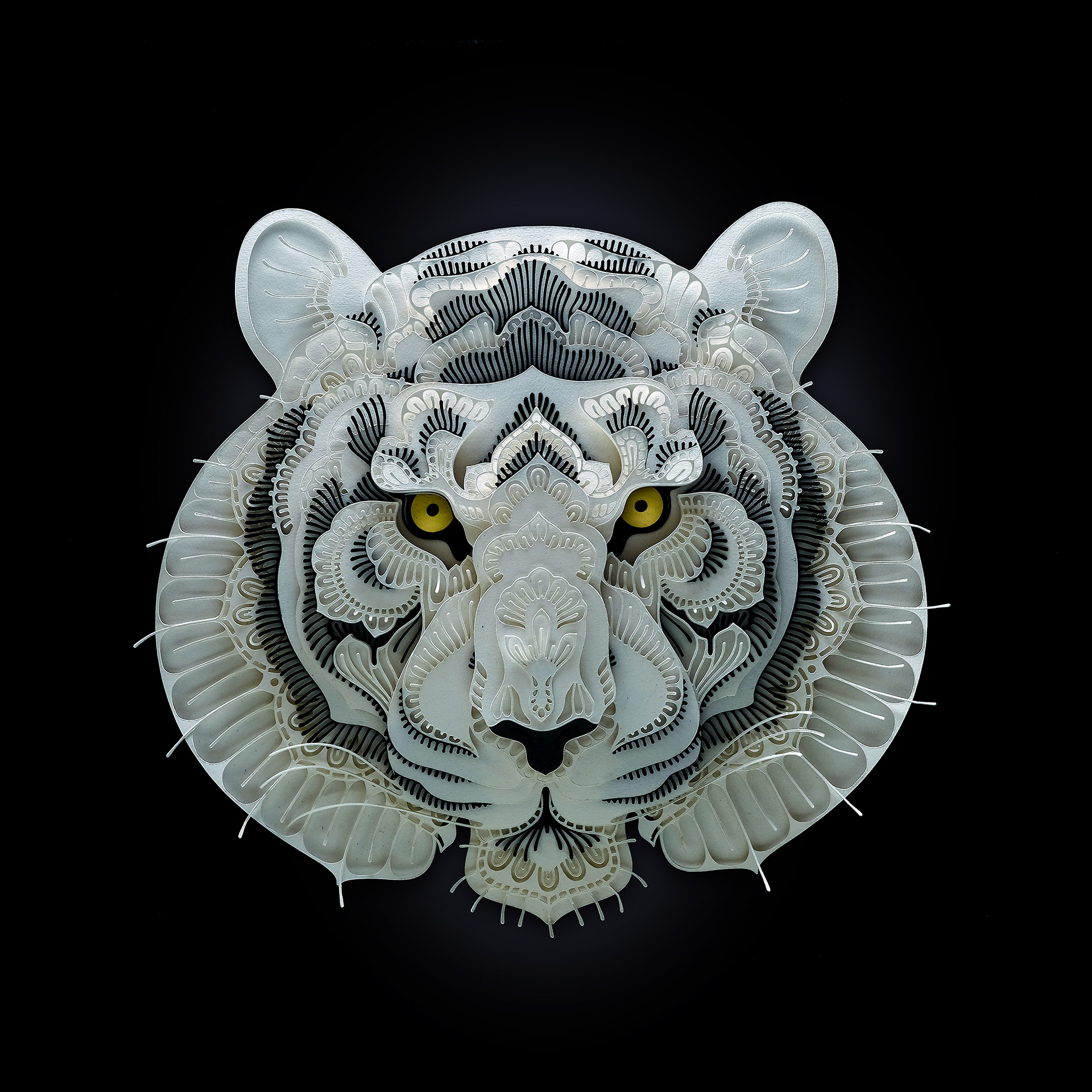 tiger relief paper sculpture