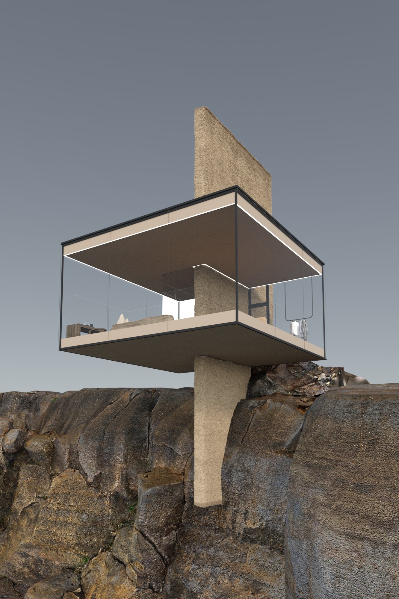 Modern Glass Cabin 'The Air' Over Cliff Edge