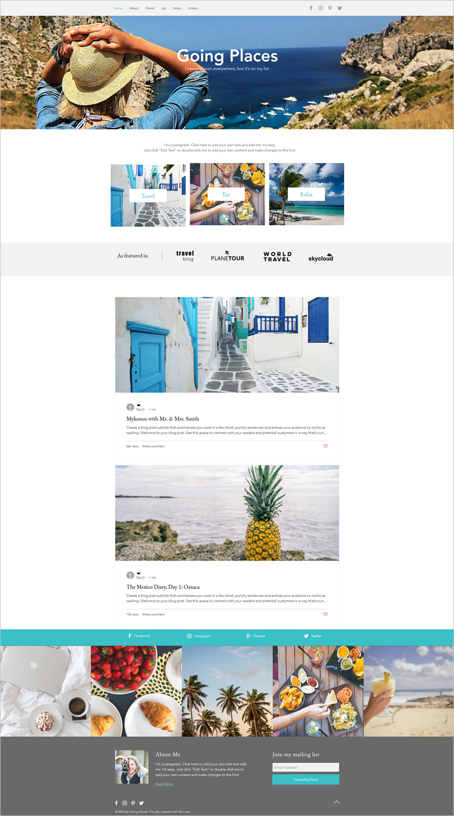 Free Traveler Blog Website Template