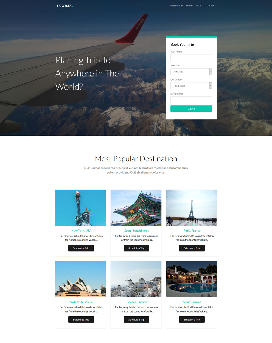 travelling website template free