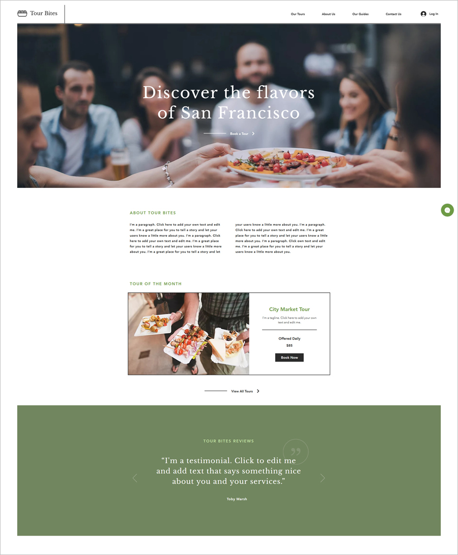 Free Food Tours Website Template