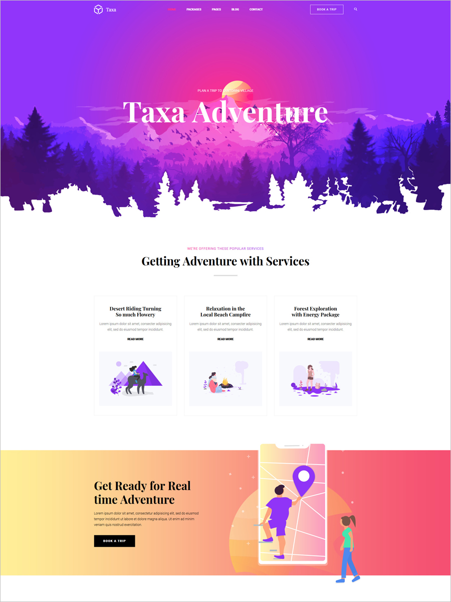 Free TAXA Travel Website Template