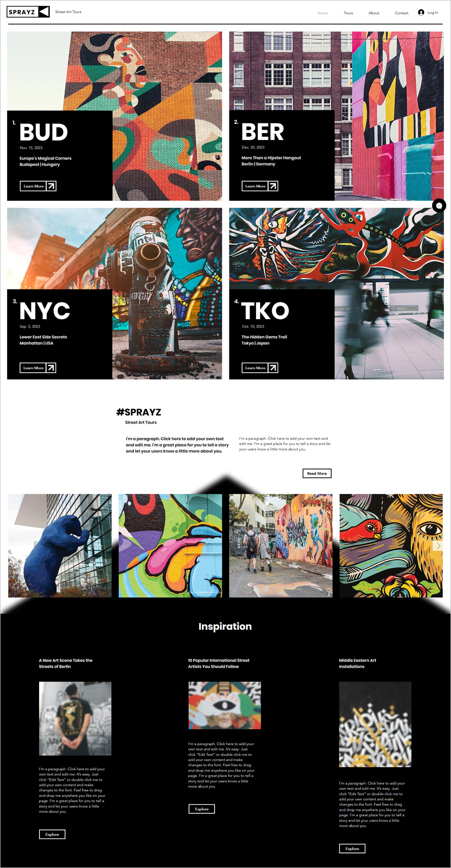 Free Street Art Tours HTML5 Website Template
