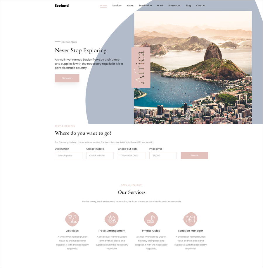 Free Ecoland Bootstrap Website Template