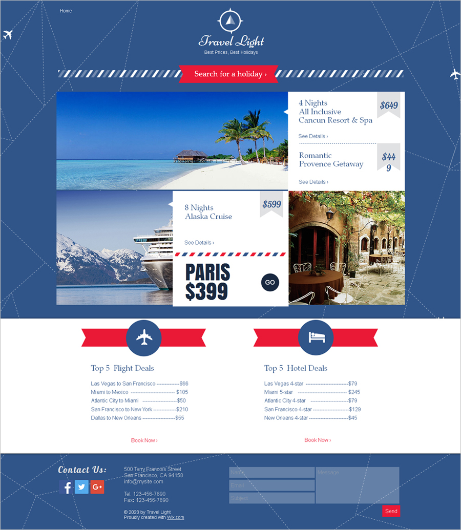 Free Travel Deals HTML5 Website Template