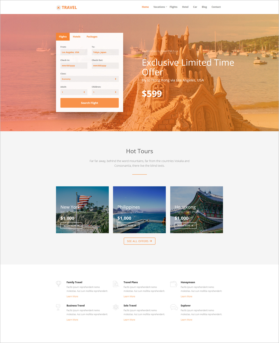 Free Travel Agency HTML5 Website Template